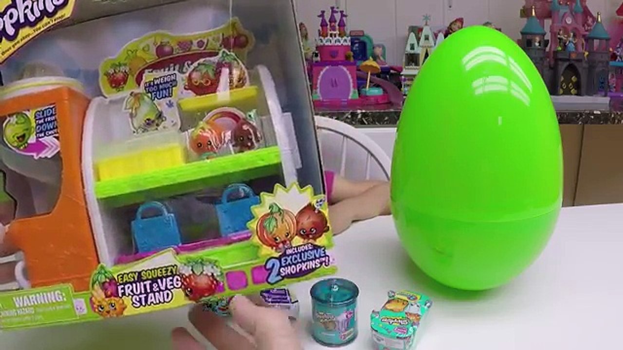 CUTE SHOPKINS TOYS FRUIT & VEG STAND + Big Egg Surprise Opening Toy Surprises My Little Pony