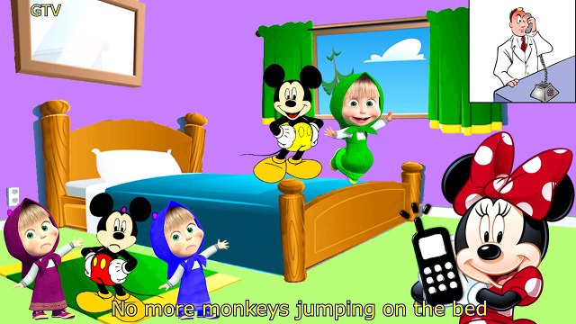 Five Little Masha Jumping on the Bed | Five Little Monkeys Jumping On The Bed