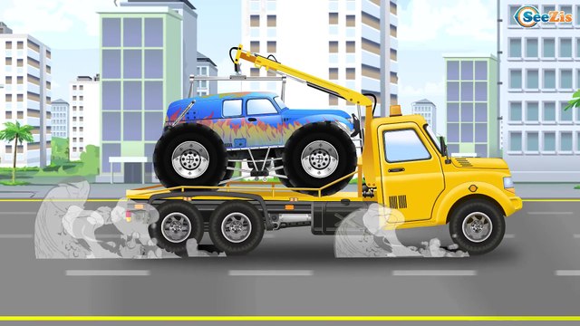 The Big Yellow Tow Truck is a Super Hero HELP FRIENDS - Tractor Pavlik - Cars & Truck