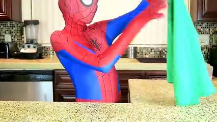Spiderman Loses His Skin w/ Elsa Frozen, Joker, Pink Spidergirl Invisible Costume Prank Fu
