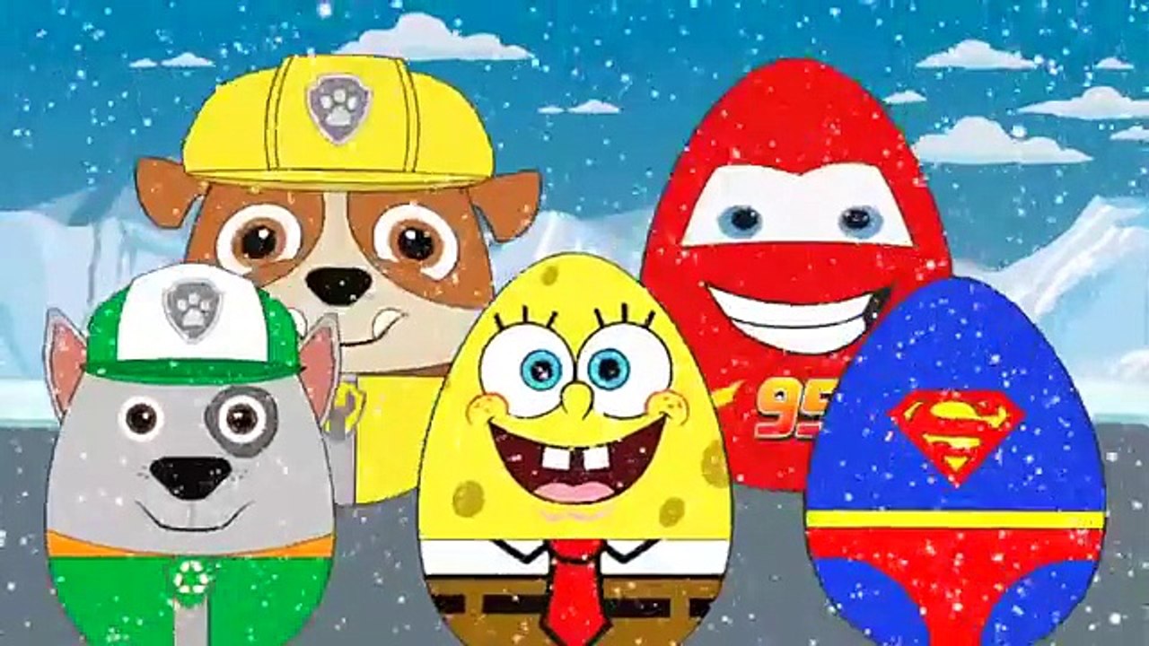 New Surprise Eggs For Kids Paw Patrol Rubble Rocky Superman Sponge Bob Lightning McQueen #