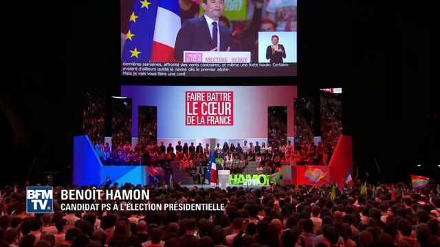 Benoît Hamon à Bercy: démonstration de force devant 20.000 personnes