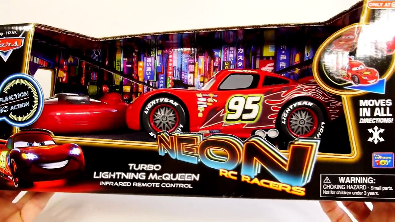 Pixar Cars 2 Turbo Lightning Mcqueen Neon RC Racers Remote Control Disney Car Toys Review