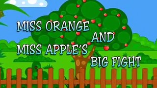 И большой бой фрукты весело Дети обучение Мисс Оранжевый салат видео Apple,