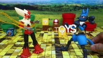 Pokemon Toy Lucario by SH Figuarts With Mega Blaziken, Ash and Serena-c_W