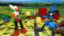 Pokemon Toy Lucario by SH Figuarts With Mega Blaziken, Ash and Serena-c_W