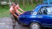 Off-road Fails VW Passat Stuck in Mud Lada Kalina Helps