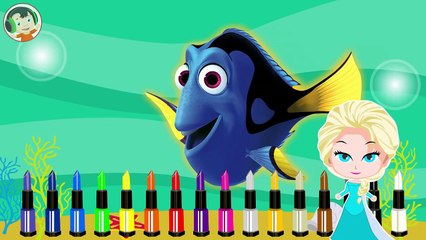 Dory dan Elsa Makeup Prank Learn Colors with Lipstick Finger Family Song - Kids Play Video-KVVYclHzB