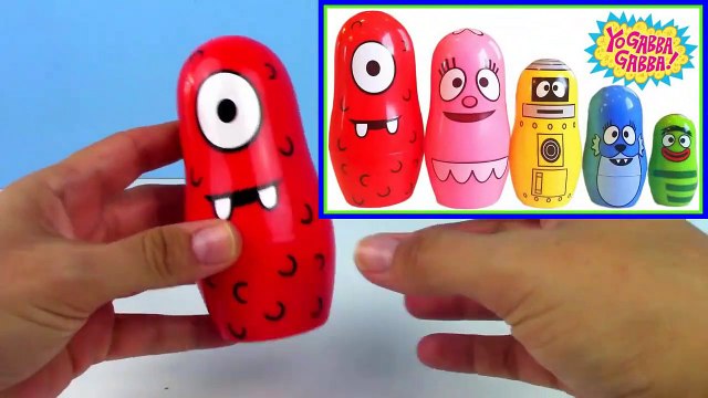 Yo Gabba Gabba Stacking Cups! Learn Colors Nesting Dolls Dinosaur with Surprise Toys ToyBoxMagic-K0c