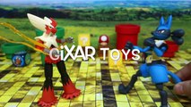 Pokemon Toy Lucario by SH Figuarts With Mega Blaziken, Ash and Serena-c