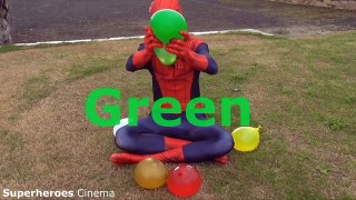 TOP Spiderman Wet Balloons Compilation - Learn Colours Water Balloon Finger Song Nursery Collection!-JB9sUcR