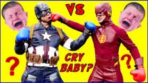 CAPTAIN AMERICA VS FLASH Who's The Cry Baby SUPERHEROES IN REAL LIFE Crying Babies Fight-Yr