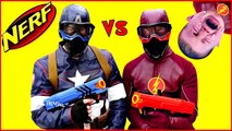 FLASH VS CAPTAIN AMERICA Nerf Rival War CRYING BABIES Superheroes in Real Life Battle Crying Baby-V8mu_O