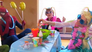 Spiderman & Frozen Elsa & Anna! Party Time, Let's Dance! Superhero Fun in Real Life  -)-NRfUtf-