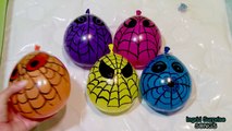 5 Giant wet Balloons Colors SpiderGirl - Learn Colours Balloon Finger Family Nursery Compi