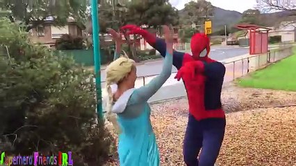 Frozen Elsa Gets Her HAIR CUT w/ Spiderman Reckless Joker McDonalds Drive Thru Anna TOYS S