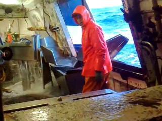 Work Catching Fish During a Storm