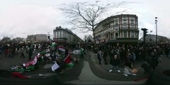 Images panoramiques de la foule rassemblée pour la marche contre les violences policières à Paris