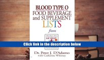 FREE [DOWNLOAD] Blood Type O Food, Beverage and Supplemental Lists Peter J. D Adamo For Ipad