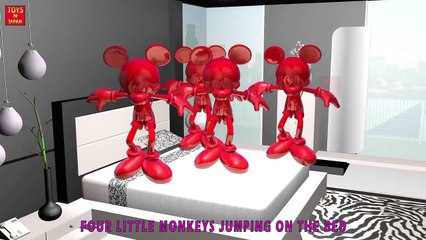 5 Little MICKEY MOUSE YELLOW CANDY Jumping On The Bed & MORE | Nursery Rhymes In 3D Animat