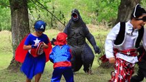 New T-Rex / Godzilla vs Spiderman vs Captain America vs Venom | In Real Life | Superhero M