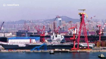 China launches first home-made aircraft carrier