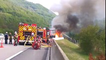 Maurienne : un poids lourd en feu sur l'A43