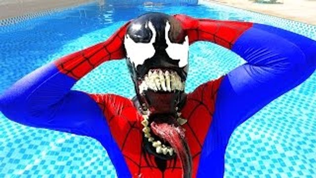 Spiderman BECOMES Venom in The POOL! w/ Hulk & Joker Superheroes in Real Life Fun