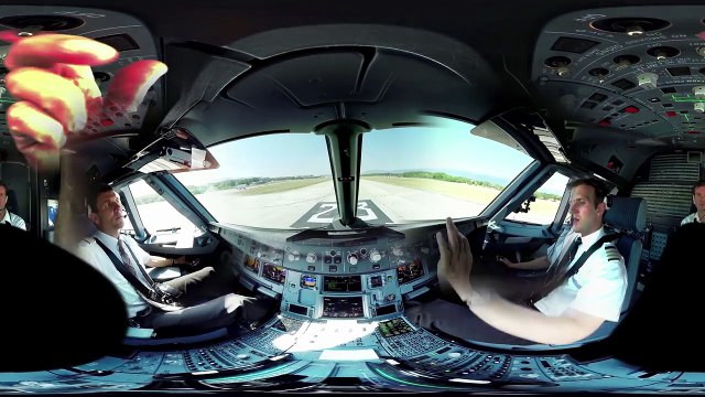 360° cockpit view SWISS Airbus A320 Geneva – Zurich injected