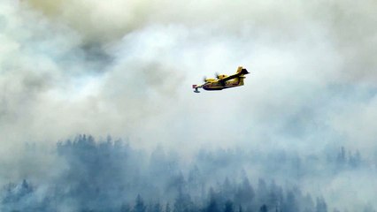 Les canadairs interviennent sur le feu à Queyras