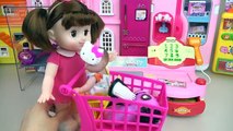 Hello Kitty hair shop mart register and baby doll toys play