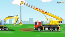 The Excavators with Big Trucks in the city - Diggers Cartoons - World of Cars for children
