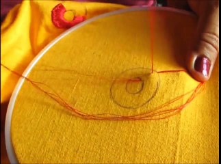 Simple embroidery stitches in circular shape