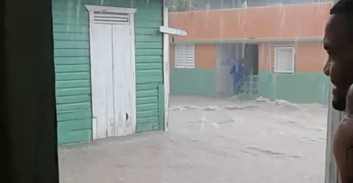 Torrential Rain Floods Streets in Dominican Republic's Barahona Province
