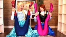 Frozen Elsa & Anna NOT MY LEGS! w/ Spiderman Joker Coca Cola Challenge Maleficent Fun In Real Life
