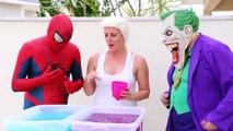 Frozen Elsa & Spiderman GROSS GELLI BAFF TOY CHALLENGE vs Joker - Superhero Fun in Real Life IRL  -)-FNRq7
