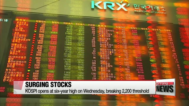 KOSPI opens at six-year high, breaking 2,200 threshold