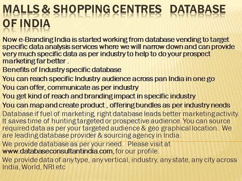 Malls & Shopping Centres database 2