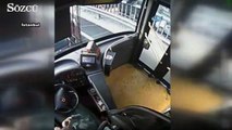 Otobüs şoförüne tekme tokat saldırı kamerada