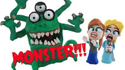 Real MONSTER with Elsa and Anna Disney Frozen in Real Life Stop Motion Animation