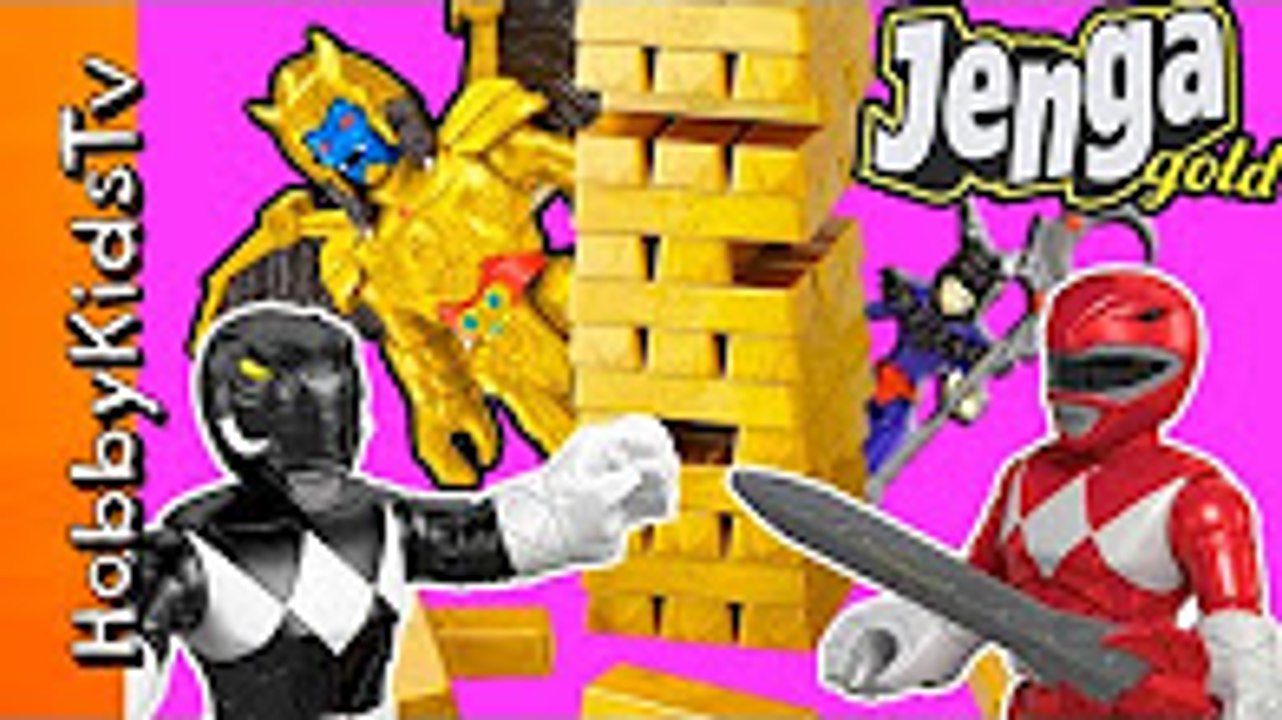 Power Rangers Get JENGA GOLD Game! Goldar + Rita Repulsa Steal Gold Game HobbyKidsTV