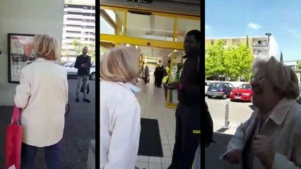Une vieille dame raciste s'énerve contre un vigile de supermarché