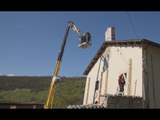 Preci (PG) - Terremoto, lavori in chiesa San Leonardo a Montebufo (26.04.17)