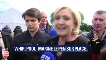 Marine Le Pen sur le site de Whirlpool: "Je suis ici à ma place, exactement où je dois être"