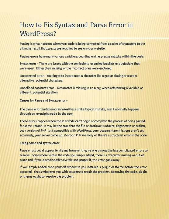 How to Fix Syntax and Parse Error in WordPress