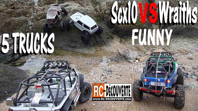 Franchissement 4x4 sur Rochers Plage Batz sur Mer : Scx10 VS Wraiths