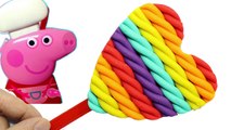 PLAY Doh PINK Lollipop! - CREATE Cake rainbow with Peppa Pig toys for kids