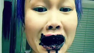 Lovely Mimi bit a black eggplant! Looks like she ate an Octopus full of ink pens! Love and Hip Hop Atlanta Season 6 star