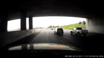 Motorcycle Merges into Median