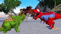 Spiderman colors Dinosaur Finger family 3d Rhymes Animation - Play Doh Animals Names for T